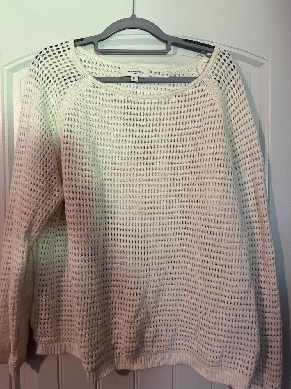 Banana Republic Cream Open-Knit Scoopneck Sweater